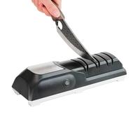 FISHTEC Aiguiseur de Couteaux Électrique Rechargeable Professionnel | Pour Affûtage et Polissage de Lames en Acier ou Céramique, 6 Disques Diamantés, 3 Étapes, Patins Antidérapants, Câble USB