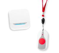FISHTEC Alarme d'Assistance SOS sans Fil avec Récepteur Secteur - Bouton d'Appel, 36 Mélodies, Portée 100m, Blanc