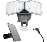 FISHTEC Balise Solaire Extérieure -Borne de 2 Spots Orientables 100 LEDs 1000 Lumens Panneau Déporté et Détecteur de Mouvement