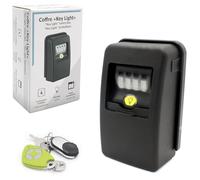 FISHTEC Boîte à Clé Sécurisée avec Code 4 Chiffres | Mini coffre fort pour clef, fixation murale, extérieur ou intérieur, éclairage LED, étanche avec clapet de fermeture, noir