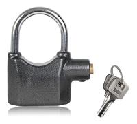FISHTEC - Cadenas Alarme Antivol 110 dB, Acier Trempé, Étanche, pour Vélo, Moto, Jardin, Portail, Boîte à Outils, 3 Clés, Piles LR44 Incluses, 8x6x2,5 cm, Garantie 2 Ans