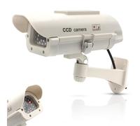 Fishtec Caméra de Surveillance Factice avec Panneau Solaire - LED Rouge Clignotante et Câblage Réaliste - Dissuasion Efficace Contre Le Vol et Vandalisme - Boîtier ABS Blanc 21 x 14 x 10 cm