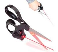 FISHTEC - Ciseaux laser de précision - découpe droite guidée - bouton ON/OFF - lames acier inoxydable - polyvalents Noir G