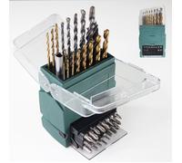 FISHTEC Coffret 43 pièces - embouts 25 mm CR-V, forets métal/bois/béton, adaptateur 60 mm