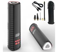 FISHTEC - Compresseur DAir Portable Électrique Rechargeable - Écran LCD Pression Jusquà 10 Bars Lampe Intégrée Embouts Multiples Gonflage Pneus Vélo Moto Voiture Ballons Bouées 23 x 6,3 cm
