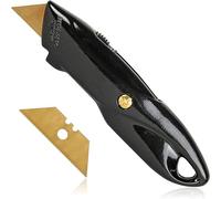 FISHTEC - Cutter Professionnel 25mm - Cutter Professionnel en Zinc - 2 Lames en Titane - Ultra Résistant - Lame Anti-corrosion - Blocage de Lame et Lame Rétractable - Prise Ergonomique - Noir