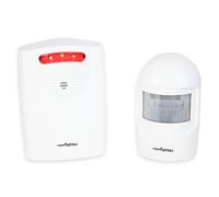 FISHTEC Alarme sans Fil 90dB - Détecteur de Présence Infrarouge 8 m - Portée 120 m - Carillon ou Sirène - Protection Domicile et Alerte Visiteur - Noir et Blanc