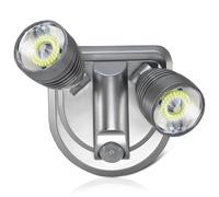 Fishtec Double Spot LED Orientable Extérieur Sans Fil - 500 Lumens Detecteur de Mouvement Angle 90 ° Bouton ON/OFF Fixation Incluse