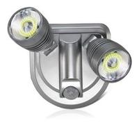 FISHTEC Double Spot LED Orientable Extérieur Sans Fil - 500 Lumens Detecteur de Mouvement Angle 90 ° Bouton ON/OFF Fixation Incluse Gris G