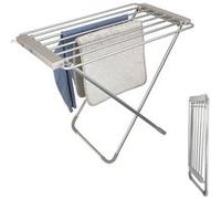 FISHTEC - Etendoir à Linge Electrique Chauffant 8 Barres Sèche Serviette Porte 95 X 63 74 cm Aluminium Brossé Séchage Rapide et Efficace Pliable Vêtements Linges Blanc G