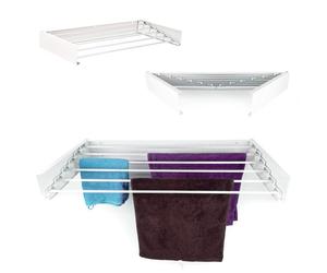 FISHTEC Étendoir mural pliable Slim - 4 m - 5 barres aluminium - 2,5 cm - 80 x 10 x 40 cm - Séchage discret
