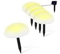 FISHTEC - Guirlande de Jardin à Planter Demi-Spères 5 Lumières LED Jaunes Autonome Résistantes IP44 Panneau Solaire 4m Blanc G