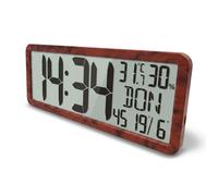 FISHTEC Horloge Digitale Radio Pilotée Effet Bois Grands Chiffres 5 5 cm Réveil Snooze Température Humidité Date Murale ou Table
