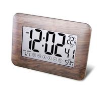 Fishtec Horloge Digitale Tactile Radiopilotée - Température Ambiante- Grands Chiffres (6.7cm) - Murale ou à Poser - Snooze - 8 Langues Programmables