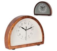 FISHTEC Horloge Light Touch - Vintage effet bois loupe d'orme - Silencieuse - Rétroéclairage LED tactile chaud - Ø 28,5 cm