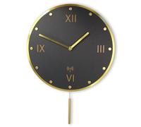 Fishtec - Horloge Murale À Balancier - Design Vintage Chiffres Romains - Balancier Oscillant 27° Radiopilotée Aluminium MDF