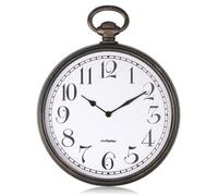 FISHTEC Horloge murale gousset Ø 30 cm - Noir cuivré - Style vintage rétro - Grands chiffres très lisibles