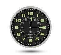 Fishtec Horloge Murale Moderne - Radio-pilotée RCC - Phosphorescente Fond Noir - Double Cadran Lisible Ø30 cm - Noir et Argent