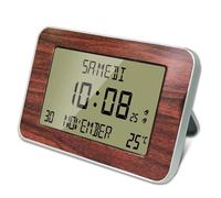 FISHTEC - Horloge Réveil Numérique Radiopilotée - Grand Écran LCD - Heure, Date, Température - Double Alarme et SNOOZE -...
