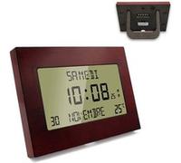 Horloge réveil murale - écran lcd large - design effet bois élégant