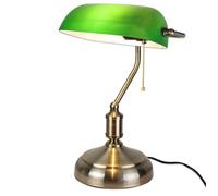 Lampe de banquier verte vintage abat jour opaline bureau salon