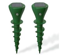 Fishtec Lot de 2 Chasse-Taupes Solaires Twist - Répulsif à Vibrations 3 Séquences - Piquet à Visser - Couverture 1300m² - Étanche IP65