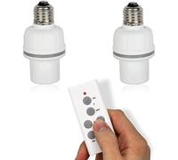 FISHTEC Lot de 2 Douilles Télécommandées E27 - Portée 30 m - Contrôle Individuel ou Simultané pour Éclairage Intérieur - Ensemble Domotique avec Télécommande et Pile 12V Incluse - Puissance 60W