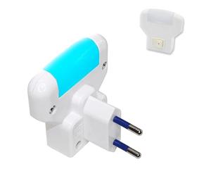 Fishtec - Lot De 2 Veilleuses LED Sur Prise - Lumière Bleue Douce Interrupteur ON/OFF Faible Consommation 1 W Compactes 60x65 Mm - Nuit Bébé Enfant Couloirs Escaliers Ambiance Apaisante