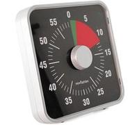 FISHTEC Minuteur de Cuisine Mécanique et Magnétique - INOX Affichage Temps Restant avec Alarme Sonore Timer pour Cuisson, Ecole, Salle Classe 60 Minutes (Noir, Grand) Gris G