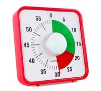FISHTEC Minuteur Géant Visuel Mécanique 60 Min - Format Carré 19 cm avec Chiffres Lisibles et Disque Bicolore Vert et Rouge - sans Pile Idéal pour Cuisine t Sport - Fixation Aimantée et