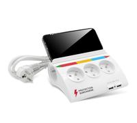 Multiprise FISHTEC de table - 5 prises couleurs - 2 USB Blanc G