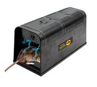 FISHTEC Piège à Rongeurs Électrique - Décharge Puissante 5000 V avec Voyant Lumineux - Éradication Rapide Souris Rats en Espace Intérieur - Dimensions 23,5 x 10,2 x 11,3 cm Boîtier Noir Sans Fil