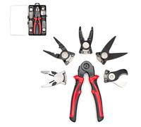 FISHTEC - Pince Multifonction 5 En 1 À Têtes Interchangeables - Universelle Dénuder Long Bec Coupe Câble Ciseaux Matériaux CRV60 4Cr13 Acier Carbone Manche TPR Boîte ABS 300 g Atelier