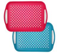 FISHTEC Plateaux de Service Antidérapant - Lot 2 Surfaces Intérieur et Extérieur Anti-Glissement Plateau Plastique Rectangulaire 40.5 x 29 5 cm Idéal Service, Repas, Fast Food, Cuisine