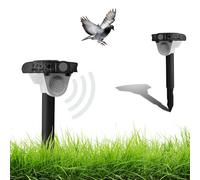 FISHTEC - Répulsif Solaire Sonore et Flash LED 270° - Chasse-Oiseaux et Nuisibles - Sons Effaroucheurs 115 DB (Aboiements, Cris, Tirs) - Détection 8 m - Étanche IPX4 - Panneau Solaire et Piles