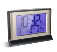 FISHTEC - Réveil numérique radiopiloté, LCD, heure/date/température °C/°F, rétroéclairage bleu, alarme, ABS, 13,9x9 cm