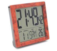 Fishtec Reveil Radio-Pilote RCC Loupe d'Orme - Double Alarme et Fonction Snooze - Affichage Date Jour et Temperature - Retroeclairage Tactile