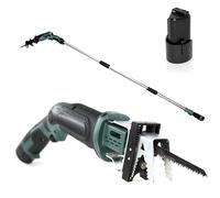 FISHTEC - Scie sabre sans fil 10,8V, télescopique 170 cm, 3 lames bois/métal, batterie 1300 mAh, ABS/acier G