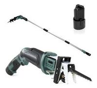 FISHTEC - Scie sabre sans fil 10,8V, télescopique 170 cm, 3 lames bois/métal, batterie 1300 mAh, ABS/acier G