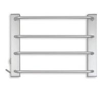 FISHTEC Sèche-Serviettes Électrique Mural 60W avec 4 Barres en Aluminium brossé - Chauffage d'appoint pour Salle de Bain - Installation Facile avec Fixations incluses - Design Sobre et Moderne