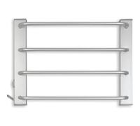 Fishtec Sèche-Serviettes Électrique Mural 60W avec 4 Barres en Aluminium brossé - Chauffage d'appoint pour Salle de Bain - Installation Facile avec Fixations incluses - Design Sobre et Moderne