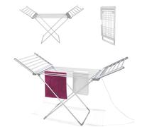 Fishtec Étendoir à Linge Électrique Pliable - 18 Barres Chauffantes et 11,3 m d'Étendage - Séchage Rapide et Sécurisé Vêtements ou Serviettes - Aluminium Argent - Format Ouvert 145 x 54 x 94 cm