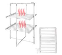 Fishtec Séchoir à Linge Électrique Pliable - 20 Barres Chauffantes à 45°C - 11,6 m d'Étendage - Aluminium et Polypropylène - 200W