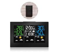 FISHTEC - Station météo avec écran LCD 16,7x9,4 cm en couleurs, capteur extérieur sans fil, température -30°C à +60°C,...