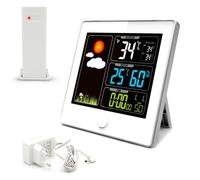 Fishtec Station météo radio pilotée LCD 3 couleurs – Thermomètre Hygromètre – Capteur ext. sans fil