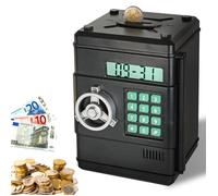 FISHTEC Tirelire Électronique Coffre-Fort avec Comptage Automatique Code 6 Chiffres Écran LCD Pièces et Billets