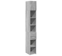 Fisinber Armoire haute étroite gris sonoma 30 x 42,5 x 225 cm en bois | Armoire latérale compacte avec raccord de porte flexible à gauche ou à droite pour salle de bain, salon