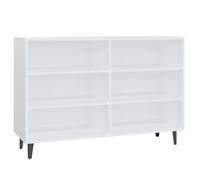 Fisinber Buffet blanc - 103,5 x 35 x 70 cm - Commode avec 6 compartiments | Armoire d'appoint industrielle pour salon et chambre à coucher avec pieds en métal robustes et beaucoup d'espace de rangement