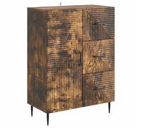 Fisinber Buffet en chêne fumé - 66 x 34,5 x 89,5 cm - Commode | Armoire d'appoint compacte avec 3 tiroirs et porte pour salon, couloir ou salle à manger. Design en bois robuste.
