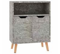 Fisinber Buffet gris béton 60 x 30 x 72 cm Armoire d'appoint commode | Armoire compacte effet béton avec 3 compartiments pour salon et couloir, idéale pour la décoration et les livres.